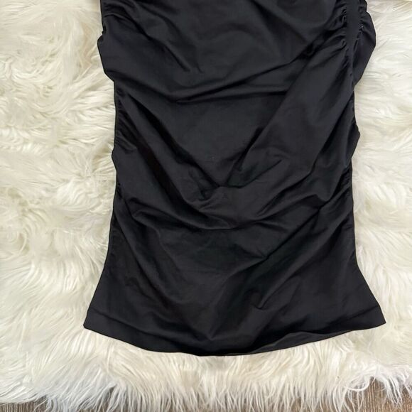 NWT Blanqi Womens Everday Cap Sleeve Dress Size S/M in Black Ruched Stretchy - Picture 9 of 12